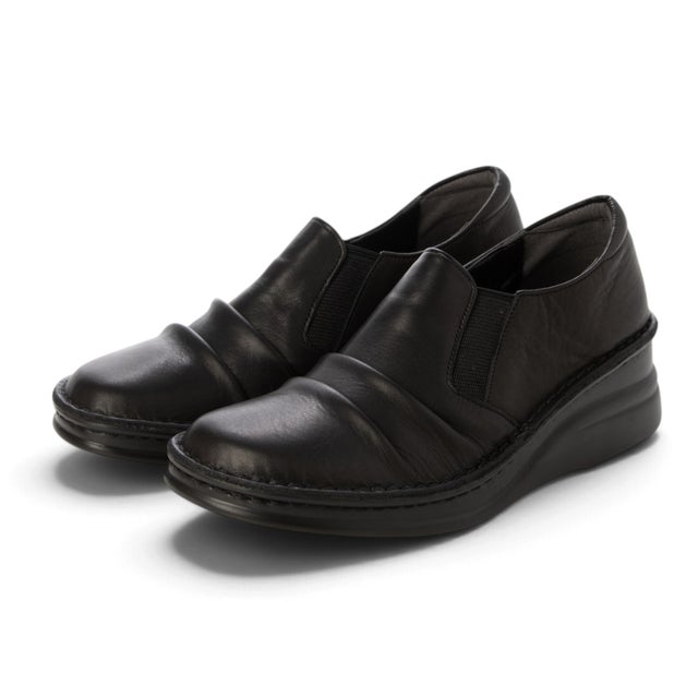 国産皮革シャーリングサイドゴアジュアルシューズ （ブラック）