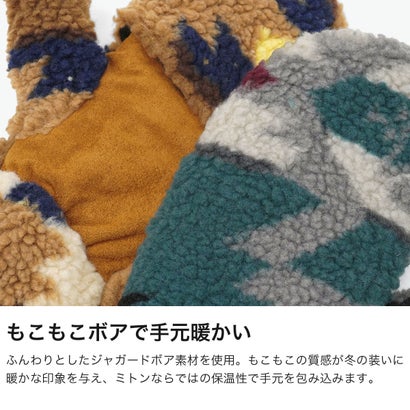 ペンドルトン PENDLETON 手袋 メンズ レディース ミトン 指なし ブランド 秋冬 秋 冬 防寒 暖かい おしゃれ かわいい カジュアル 幾何学模様 ボア ボア素材 BOA MITTENS PDT-000-263012 （ブラック）｜詳細画像