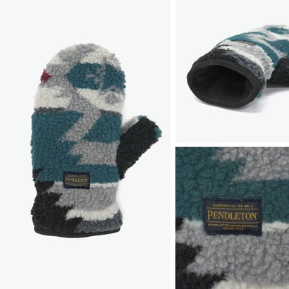ペンドルトン PENDLETON 手袋 メンズ レディース ミトン 指なし ブランド 秋冬 秋 冬 防寒 暖かい おしゃれ かわいい カジュアル 幾何学模様 ボア ボア素材 BOA MITTENS PDT-000-263012 （ブラック）｜詳細画像