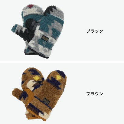 ペンドルトン PENDLETON 手袋 メンズ レディース ミトン 指なし ブランド 秋冬 秋 冬 防寒 暖かい おしゃれ かわいい カジュアル 幾何学模様 ボア ボア素材 BOA MITTENS PDT-000-263012 （ブラック）｜詳細画像