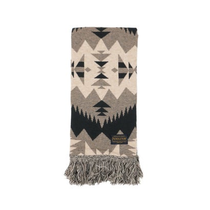 ペンドルトン PENDLETON マフラー メンズ レディース ブランド 秋冬 秋 冬 防寒 暖かい おしゃれ かわいい カジュアル 幾何学模様 フリンジ ニット SONORA KNIT MUFFLER PDT-000-263037 （ブラック）｜詳細画像