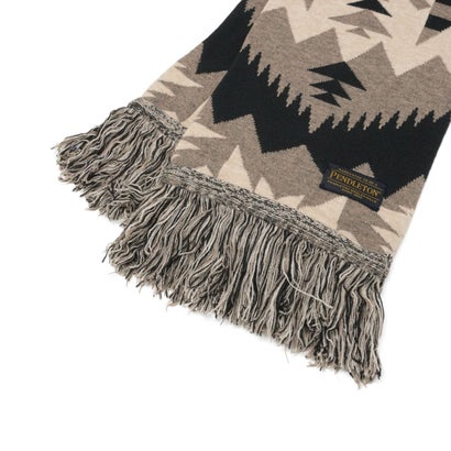 ペンドルトン PENDLETON マフラー メンズ レディース ブランド 秋冬 秋 冬 防寒 暖かい おしゃれ かわいい カジュアル 幾何学模様 フリンジ ニット SONORA KNIT MUFFLER PDT-000-263037 （ブラック）｜詳細画像