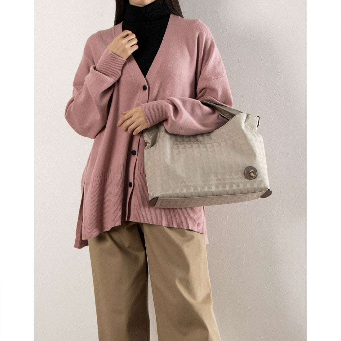 ペレボルサ PELLE BORSA 2WAYハンドバッグ （スモーキーピンク） -靴 