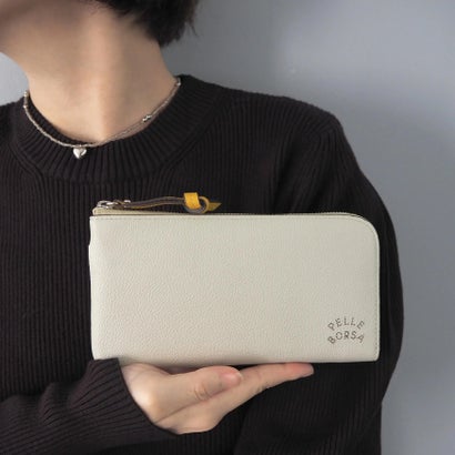 ペレボルサ PELLE BORSA L字ファスナーコンパクト長財布 （アイボリー）｜詳細画像