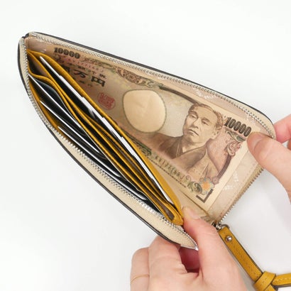 ペレボルサ PELLE BORSA L字ファスナーコンパクト長財布 （アイボリー）｜詳細画像