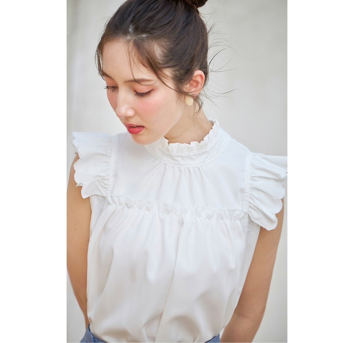 トッコクローゼット tocco closet 後ろリボン付きフリル×スカラップ 