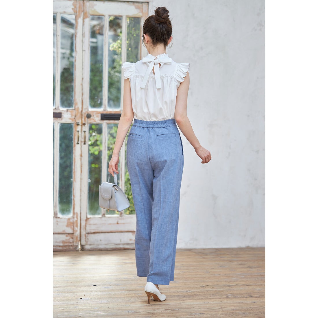 トッコクローゼット tocco closet 後ろリボン付きフリル×スカラップ 
