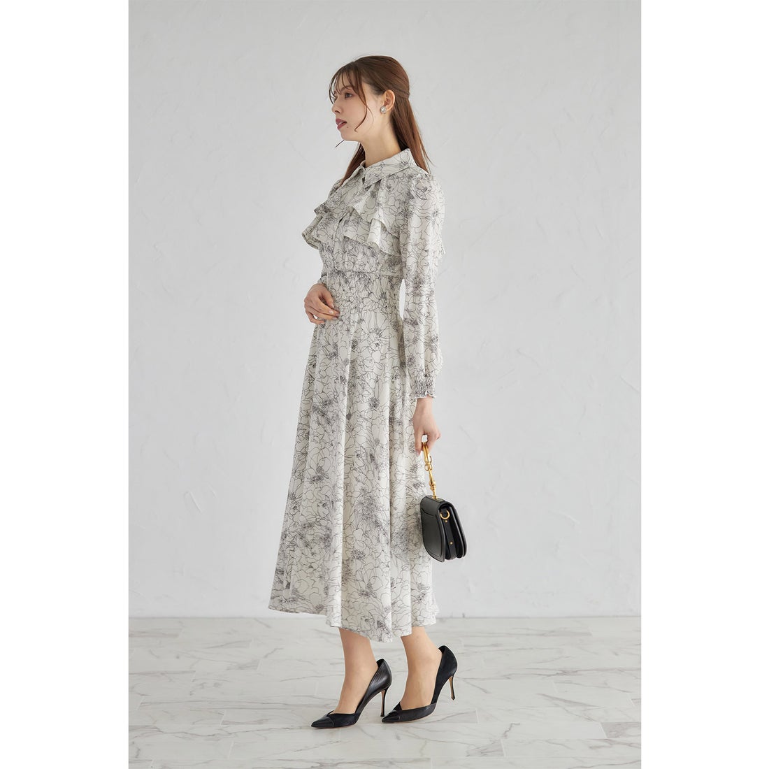 トッコクローゼット tocco closet ヨークフリル付きラインフラワー 