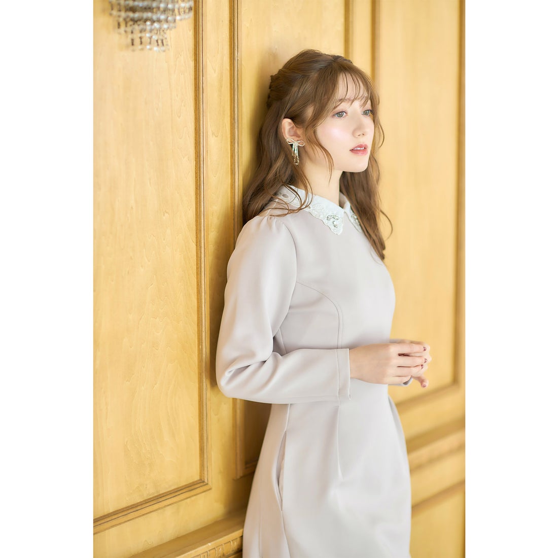 トッコクローゼット tocco closet 2WAYビジュー×レース襟付き