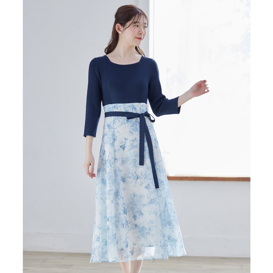トッコクローゼット tocco closet ウエストりぼん付きリブニット