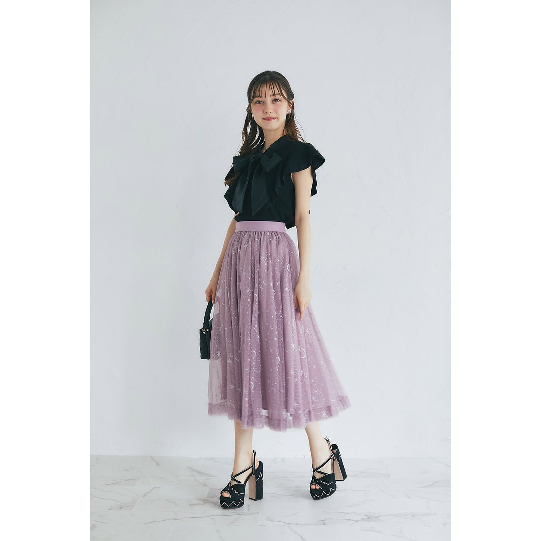 トッコクローゼット tocco closet エトワールラメプリントチュール