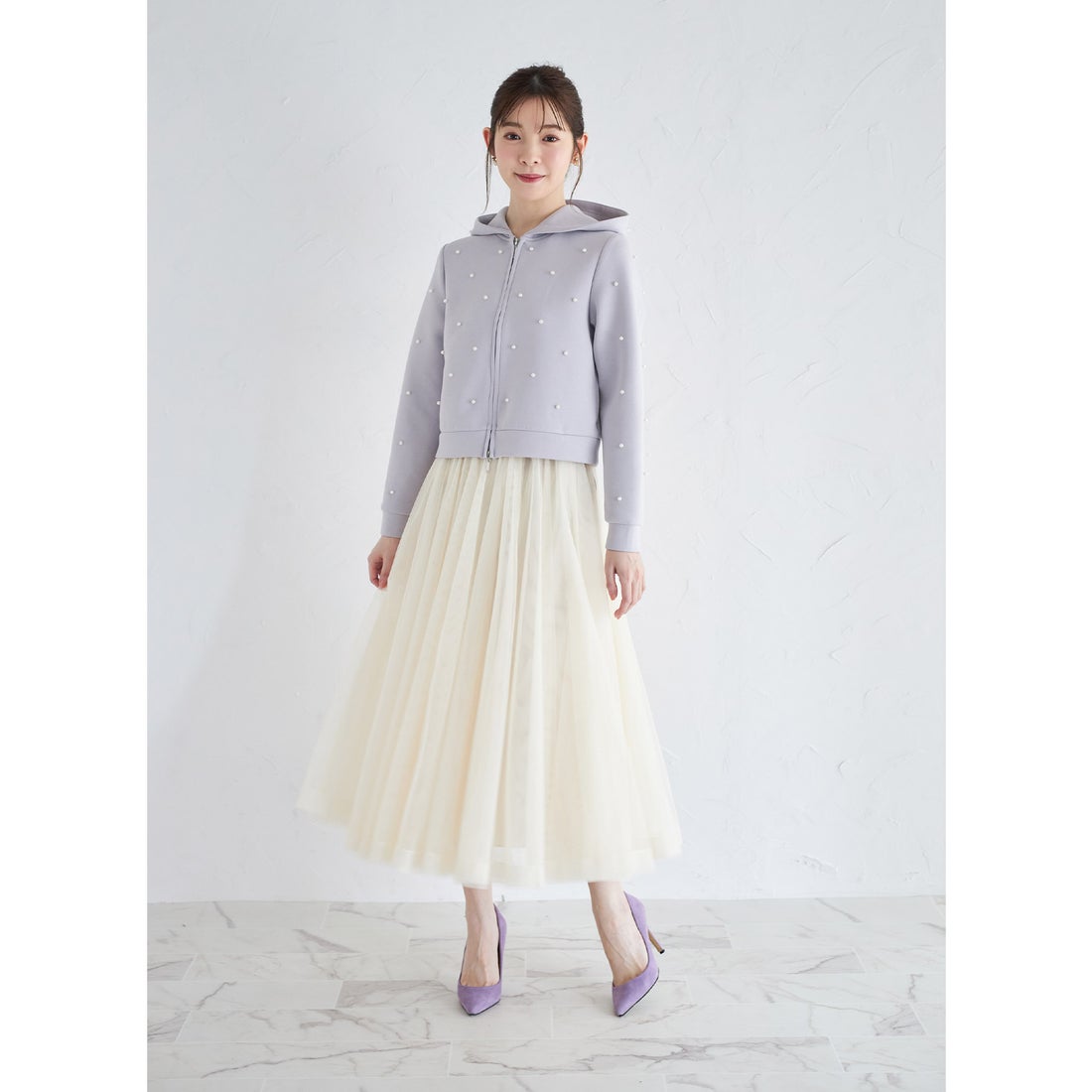 トッコクローゼット tocco closet パール付きダブルジップダンボール 
