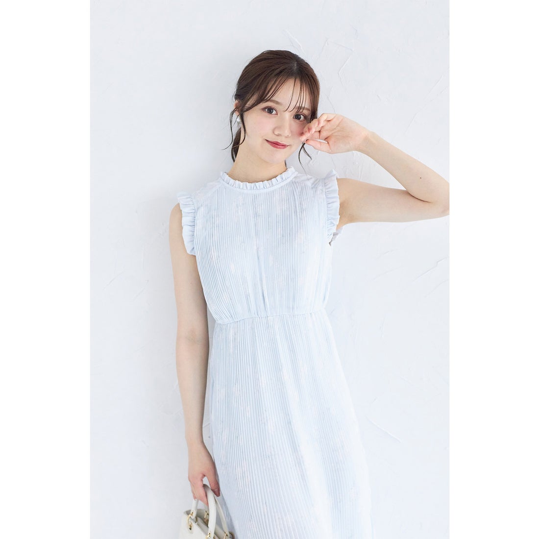トッコクローゼット tocco closet リボン＆フリル付きプリーツシフォン