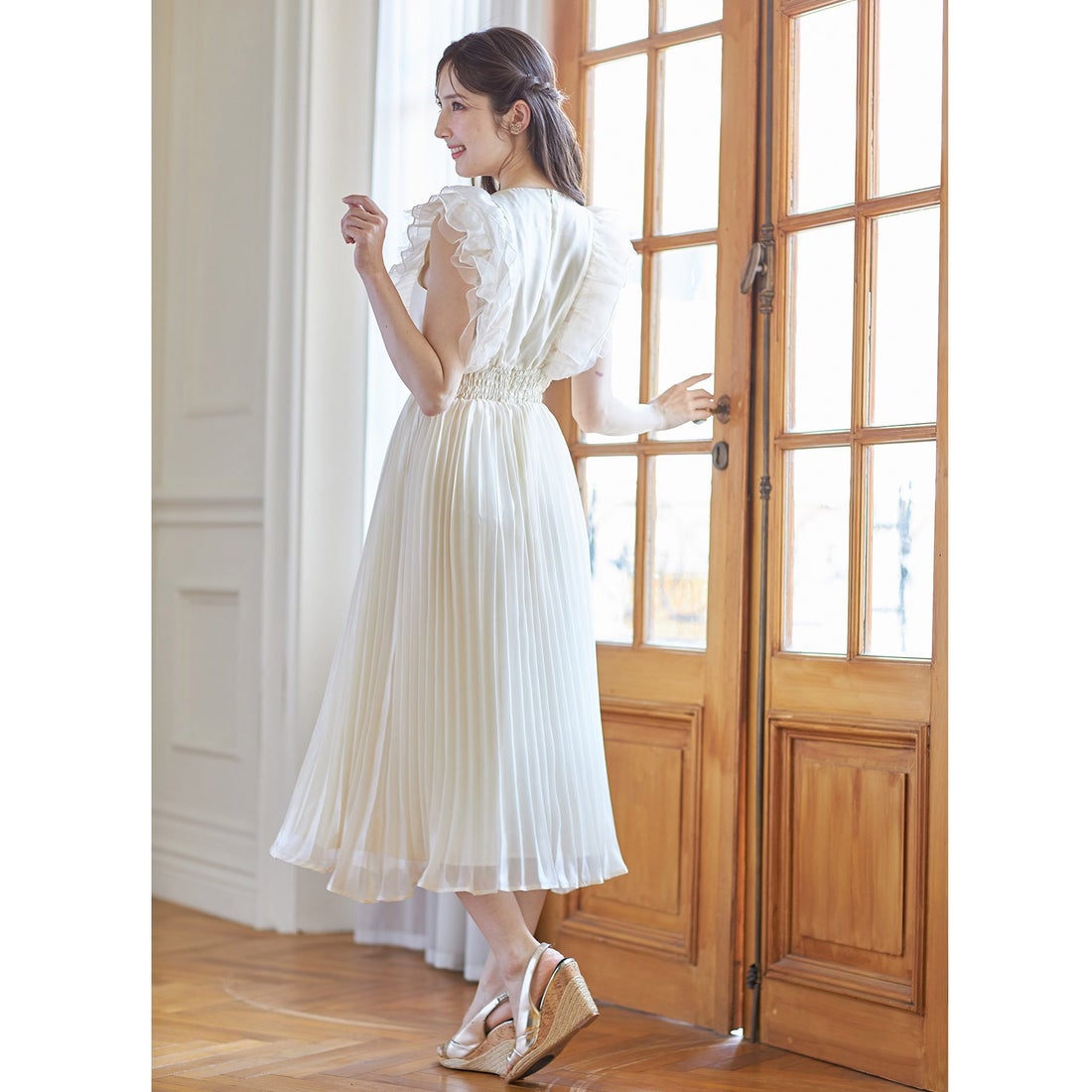 トッコクローゼット tocco closet ウエストシャーリングチュールフリル 