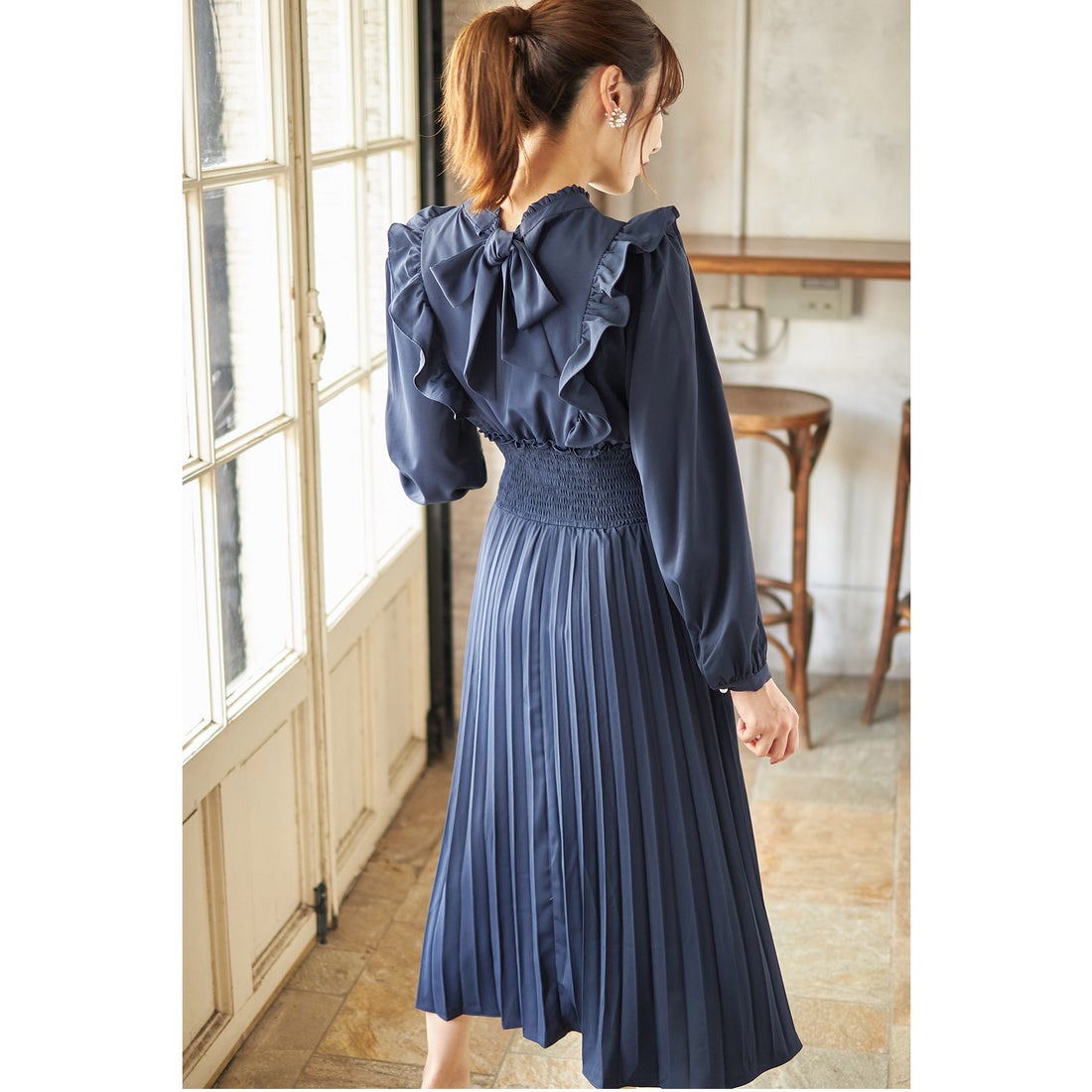 トッコクローゼット tocco closet 後ろリボン付きフリル装飾ウエスト 