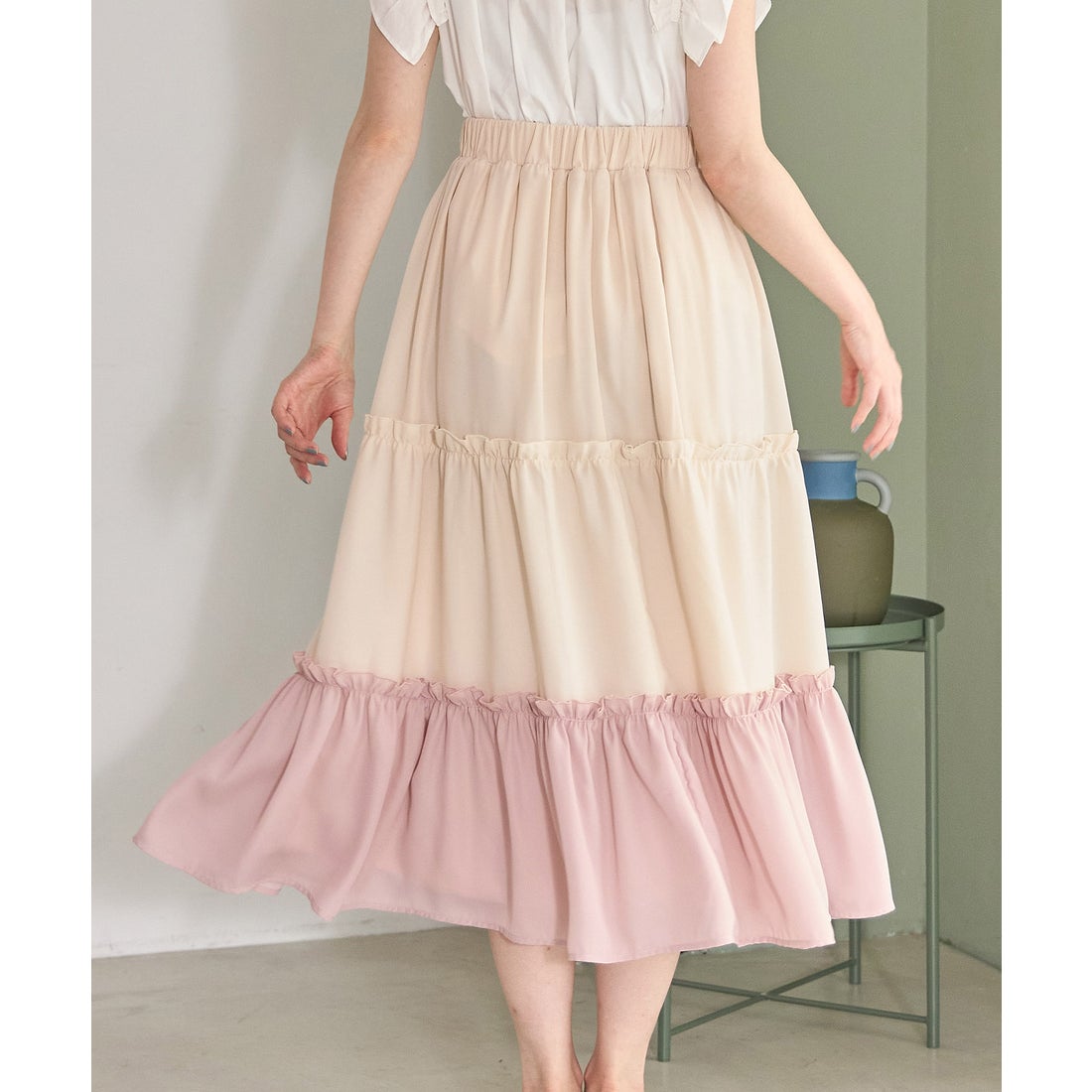 トッコクローゼット tocco closet バイカラープチフリルティアード