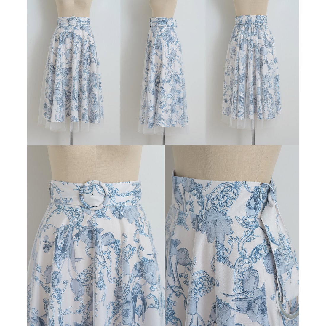 トッコクローゼット tocco closet ベルト付きフラワープリントチュール