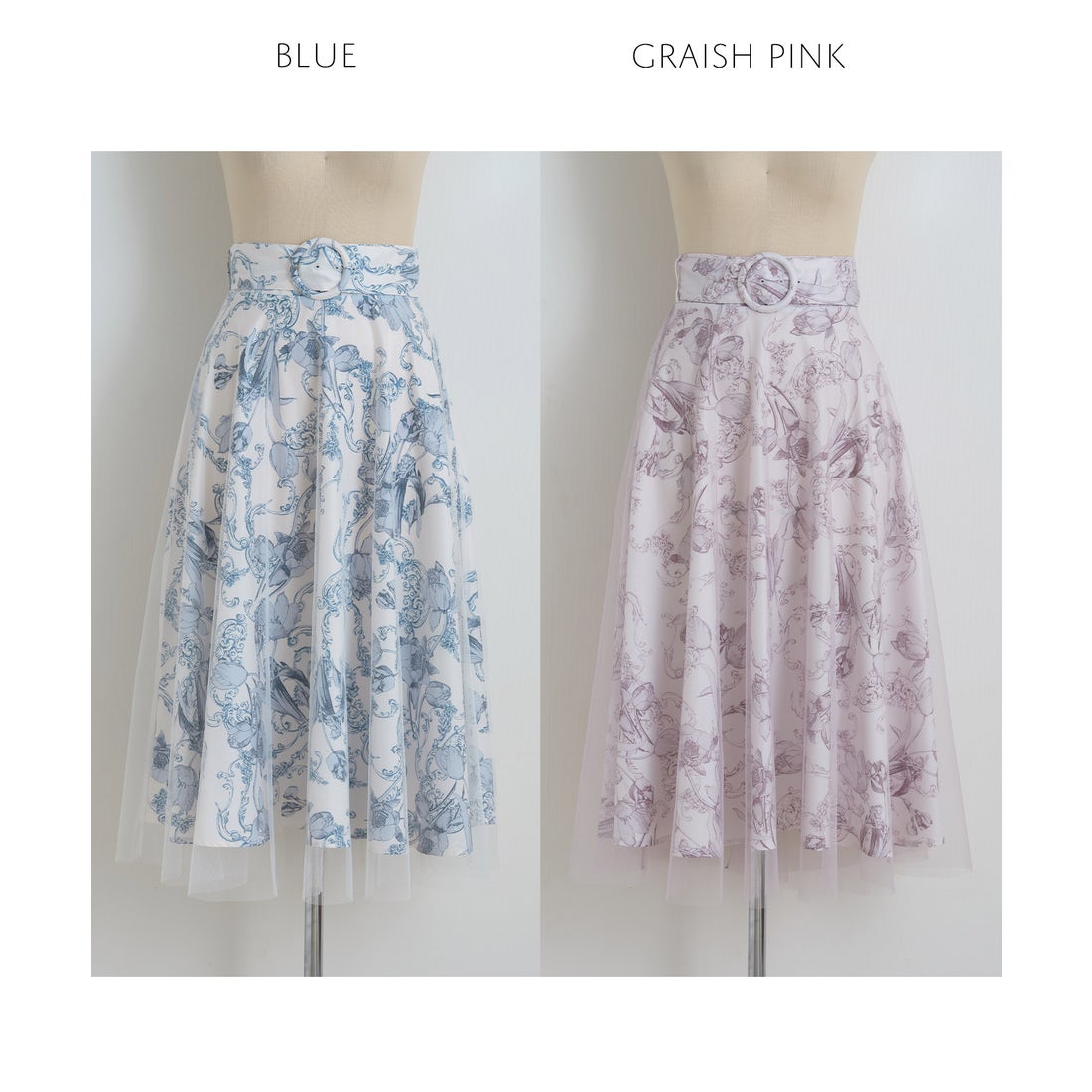 トッコクローゼット tocco closet ベルト付きフラワープリントチュール