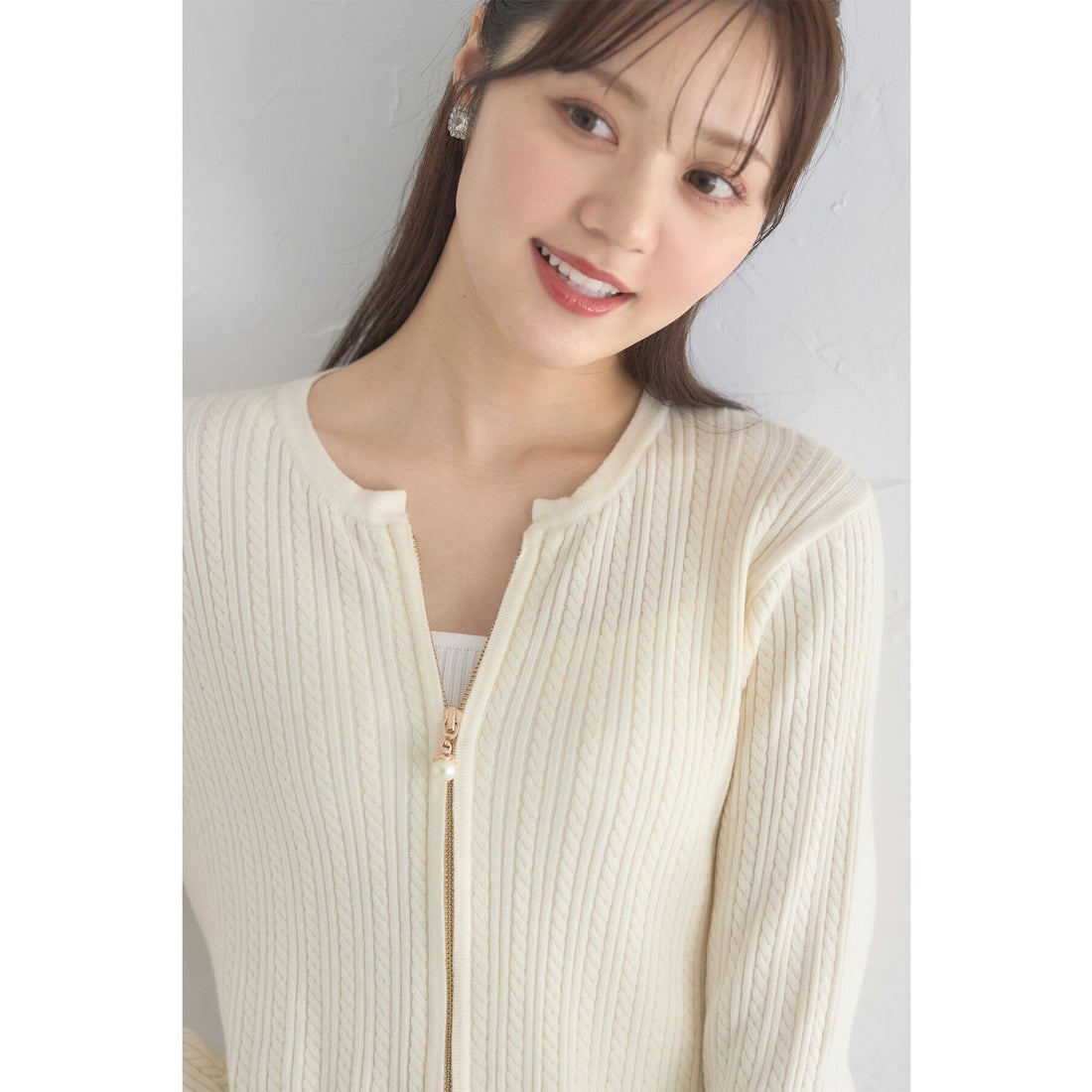 トッコクローゼット tocco closet パールチャームファスナー付き 
