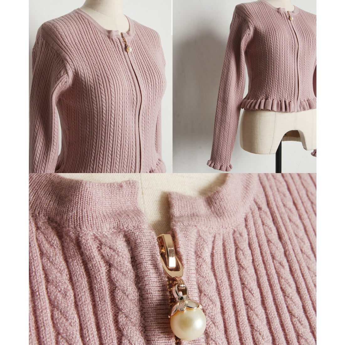 トッコクローゼット tocco closet パールチャームファスナー付き 