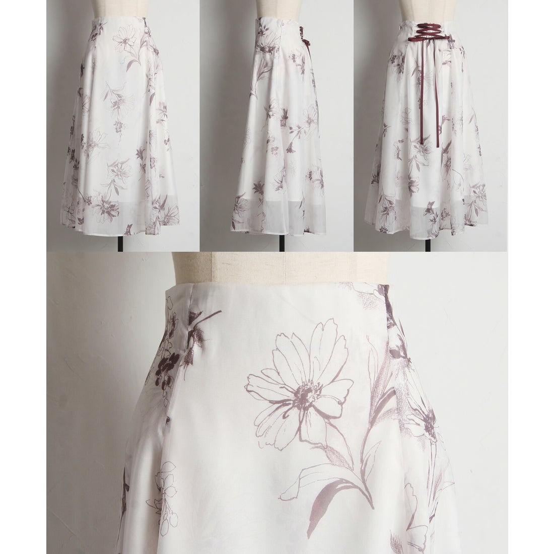 トッコクローゼット tocco closet バックレースアップフラワープリント