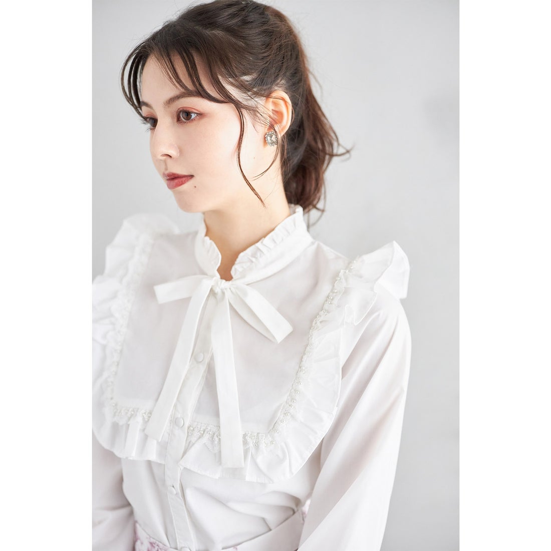 トッコクローゼット tocco closet パール付きラインレース×フリル