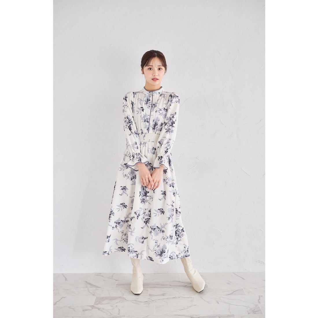 トッコクローゼット tocco closet シルエットフラワープリント 