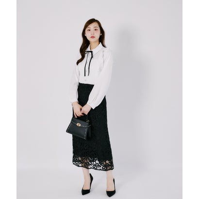 トッコクローゼット tocco closet 裾スカラップリボンレースセミタイトスカート｜詳細画像