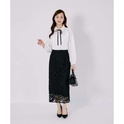 トッコクローゼット tocco closet 裾スカラップリボンレースセミタイトスカート｜詳細画像