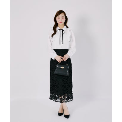 トッコクローゼット tocco closet 裾スカラップリボンレースセミタイトスカート｜詳細画像
