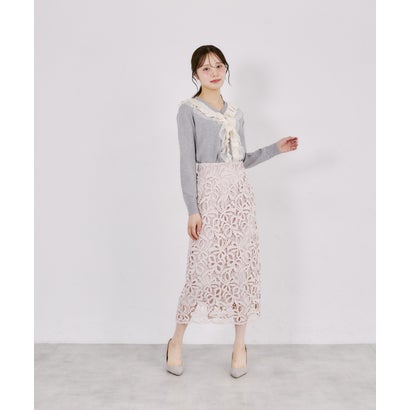 トッコクローゼット tocco closet 裾スカラップリボンレースセミタイトスカート｜詳細画像