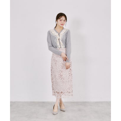 トッコクローゼット tocco closet 裾スカラップリボンレースセミタイトスカート｜詳細画像