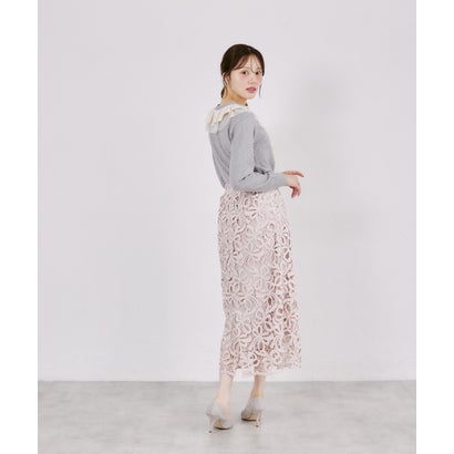 トッコクローゼット tocco closet 裾スカラップリボンレースセミタイトスカート｜詳細画像