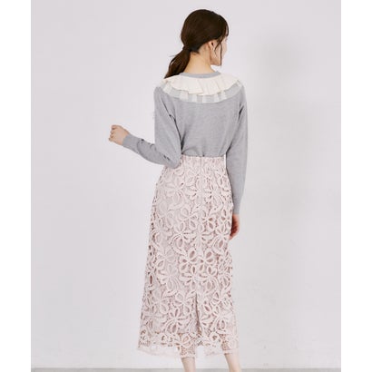 トッコクローゼット tocco closet 裾スカラップリボンレースセミタイトスカート｜詳細画像