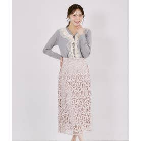 裾スカラップリボンレースセミタイトスカート