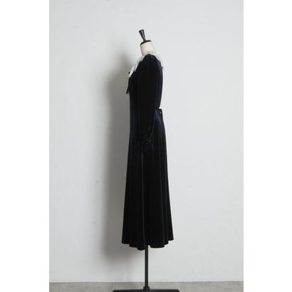トッコクローゼット tocco closet リボン付きレースネックベロアワンピース｜詳細画像