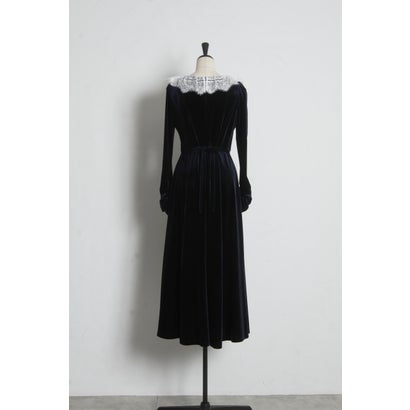 トッコクローゼット tocco closet リボン付きレースネックベロアワンピース｜詳細画像