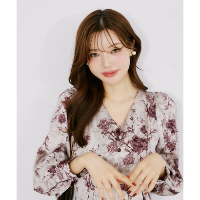 トッコクローゼット tocco closet アンティークフラワーマットサテンワンピース｜詳細画像