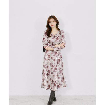 トッコクローゼット tocco closet アンティークフラワーマットサテンワンピース｜詳細画像
