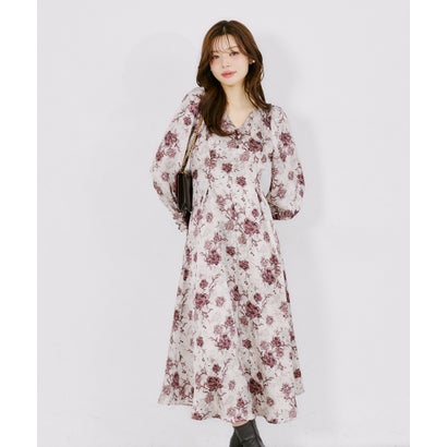 トッコクローゼット tocco closet アンティークフラワーマットサテンワンピース｜詳細画像