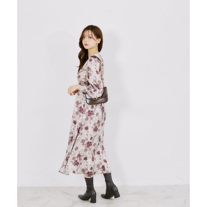 トッコクローゼット tocco closet アンティークフラワーマットサテンワンピース｜詳細画像