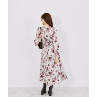 トッコクローゼット tocco closet アンティークフラワーマットサテンワンピース｜詳細画像