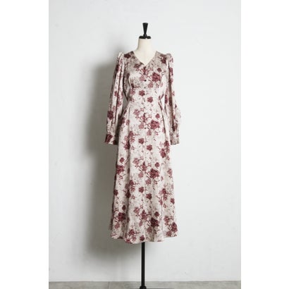 トッコクローゼット tocco closet アンティークフラワーマットサテンワンピース｜詳細画像