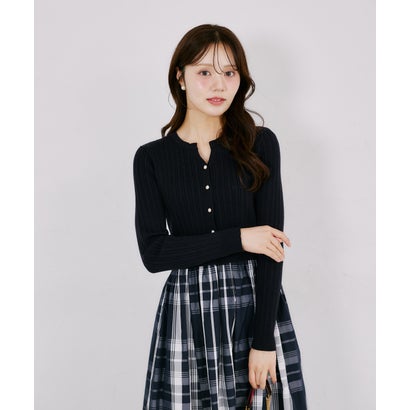 トッコクローゼット tocco closet チェックタフタドッキングリブニットワンピース｜詳細画像