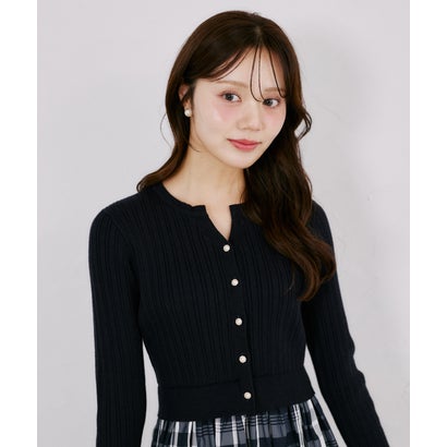 トッコクローゼット tocco closet チェックタフタドッキングリブニットワンピース｜詳細画像