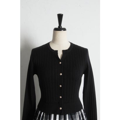 トッコクローゼット tocco closet チェックタフタドッキングリブニットワンピース｜詳細画像