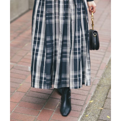 トッコクローゼット tocco closet チェックタフタドッキングリブニットワンピース｜詳細画像