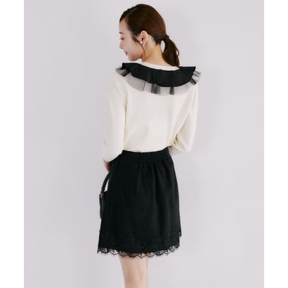 トッコクローゼット tocco closet ビジューボタン付きレーストリムラップミニスカート｜詳細画像