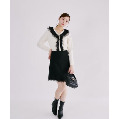 トッコクローゼット tocco closet ビジューボタン付きレーストリムラップミニスカート｜詳細画像