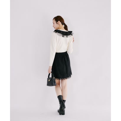 トッコクローゼット tocco closet ビジューボタン付きレーストリムラップミニスカート｜詳細画像
